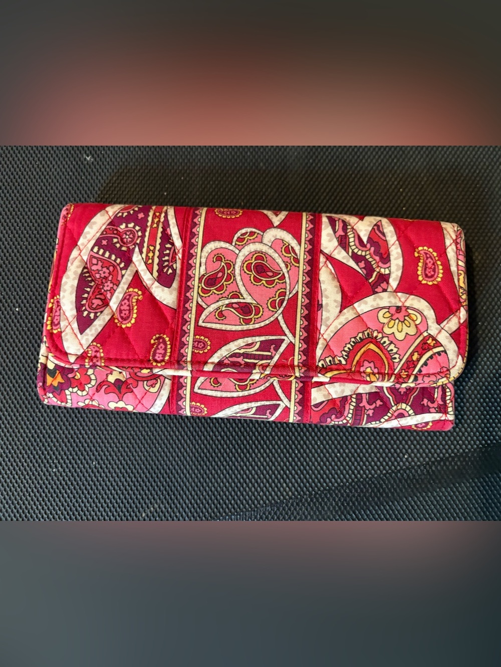 Quilted Pink Paisley Women's Clutch Wallet